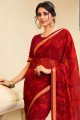 Georgette Saree with Lace in Red