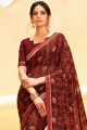 Georgette Coffee  Saree in Lace