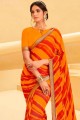Orange Saree in Georgette with Lace