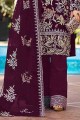 Georgette Zari Purple Palazzo Suit with Dupatta