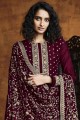 Palazzo Suit in Maroon Faux georgette with Sequins