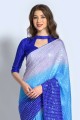 Saree Blue  in Georgette with Embroidered