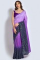 Saree Georgette  in Purple with Embroidered