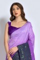Saree Georgette  in Purple with Embroidered
