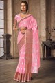 Linen Weaving  Saree in Pink