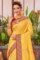 Yellow Weaving Saree in Linen
