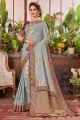 Weaving Linen Saree in Grey with Blouse