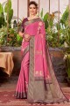 Linen Weaving Saree in Pink
