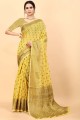 Yellow Saree with Zari Cotton