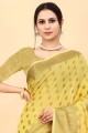 Yellow Saree with Zari Cotton