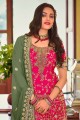 Pink Palazzo Suit in Stone with moti Faux georgette