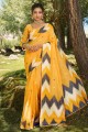Thread Saree in Yellow Art silk