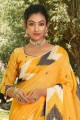Thread Saree in Yellow Art silk