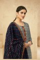 Faux georgette Salwar Kameez with Stone with moti in Grey