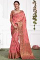 Weaving Pink Saree in Cotton