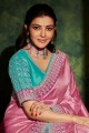 Pink Saree in Embroidered Silk and shimmer