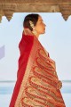Banarasi silk Banarasi Saree in Red with Weaving