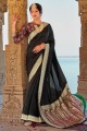 Weaving Banarasi silk Black Banarasi Saree with Blouse