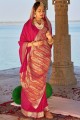 Banarasi Saree Pink with Weaving Banarasi silk