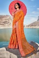 Orange Zari Banarasi silk Banarasi Saree