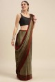 Saree in Red,beige Crepe with Printed