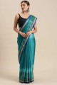 Saree in Firozi  Silk with Printed