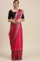 Silk Pink  Saree with Printed