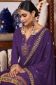 Embroidered Georgette Eid Sharara Suit in Violet with Dupatta