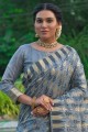 Grey Jamdani Wevon Tussar silk Saree