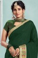 Green Saree in Silk with Lace border