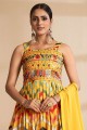 Georgette Party Lehenga Choli with Embroidered in Mustard