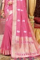 Weaving Cotton Saree Pink