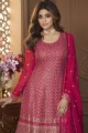 Embroidered Georgette Sharara Suit Pink