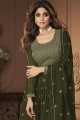 Embroidered Georgette Mehndi  Sharara Suit with Dupatta