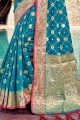 Sky blue Zari Banarasi silk Banarasi Saree