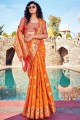Zari Banarasi silk Banarasi Saree Orange