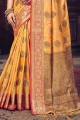 Yellow Zari Banarasi Saree in Banarasi silk