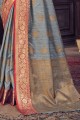 Zari Banarasi Saree in Grey Banarasi silk