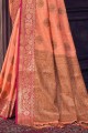 Zari Banarasi Saree in Peach Banarasi silk