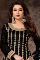 Black Palazzo Suit with Embroidered Jacquard
