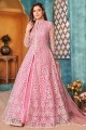 Pink Net Embroidered Anarkali Suit with Dupatta