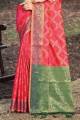 Weaving Banarasi silk Banarasi Saree in Red with Blouse