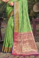 Banarasi silk Weaving Green Banarasi Saree with Blouse