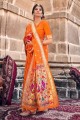 Weaving Banarasi silk Banarasi Saree in Orange with Blouse