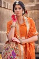 Weaving Banarasi silk Banarasi Saree in Orange with Blouse