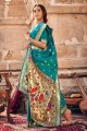 Turquoise  Weaving Banarasi silk Banarasi Saree