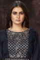 Embroidered Chinon chiffon Sharara Suit in Navy blue