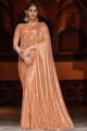 Peach Georgette Saree with Embroidered
