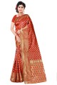 Art silk Banarasi Saree with Weaving in Red