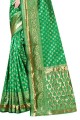 Green Art silk Banarasi Saree with Weaving